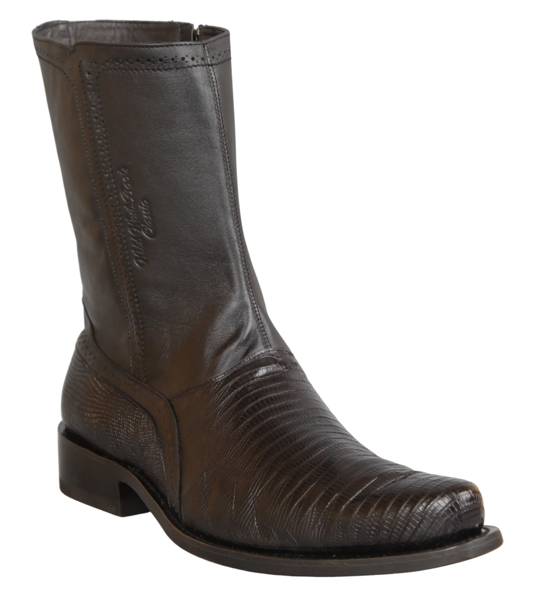 Wild West 278BI0705 Women's Black Genuine Teju Lizard Low Shaft Square Toe Boots