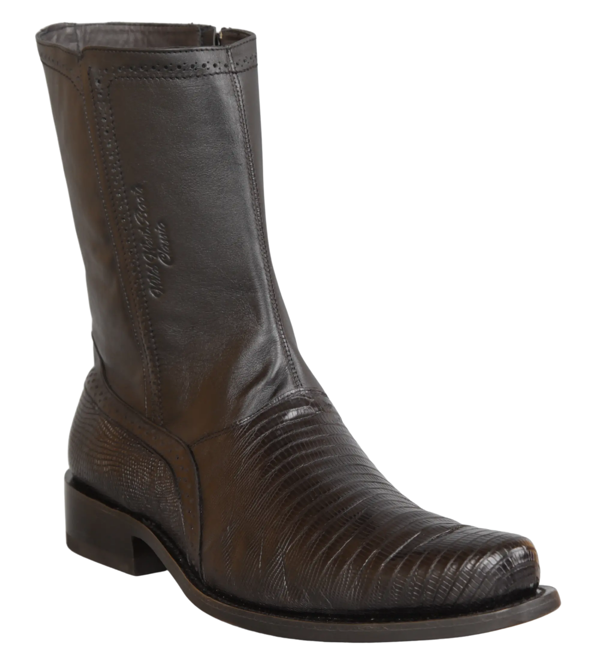 Wild West 278BI0705 Women's Black Genuine Teju Lizard Low Shaft Square Toe Boots
