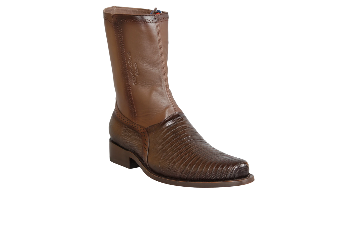 Wild West 278BI0716 Women's Faded Brown Genuine Teju Lizard Low Shaft Square Toe Boots Suit Essence
