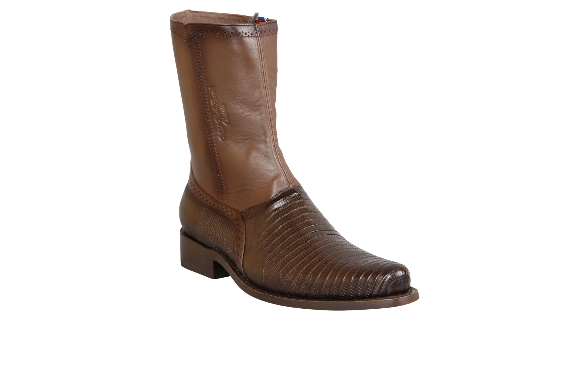 Wild West 278BI0716 Women's Faded Brown Genuine Teju Lizard Low Shaft Square Toe Boots Suit Essence