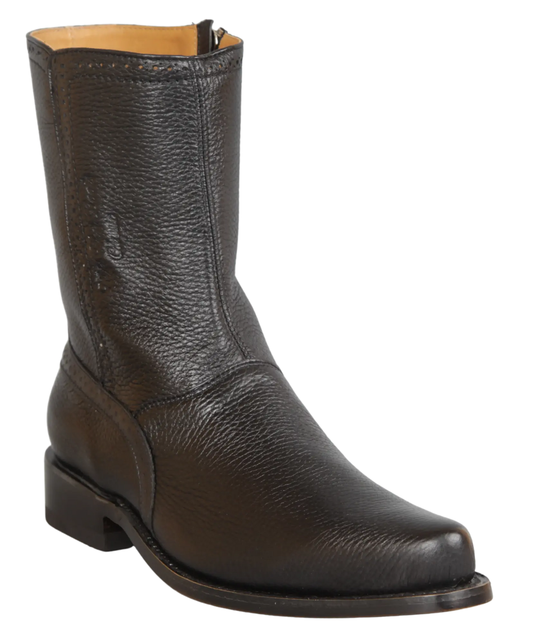 Wild West 278BI8305 Women's Black Genuine Leather Low Shaft Square Toe Boots