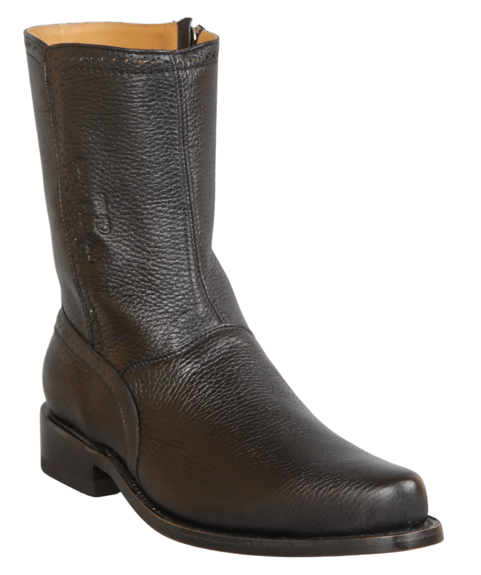 Wild West 278BI8305 Women's Black Genuine Leather Low Shaft Square Toe Boots