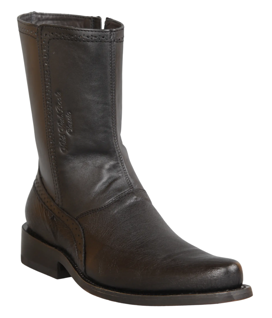 Wild West 278BI9705 Women's Black Genuine Smooth Ostrich Low Shaft Square Toe Boots
