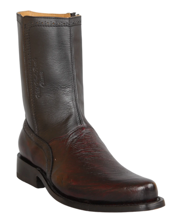 Wild West 278BI9718 Women's Black Cherry Genuine Smooth Ostrich Low Shaft Square Toe Boots
