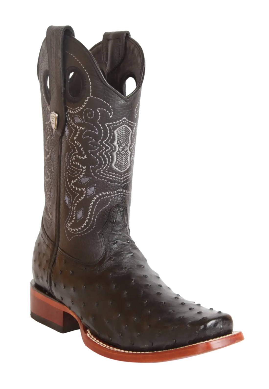 Wild West 28180305 Men's Black Genuine Ostrich Rodeo Toe Cowboy Boots