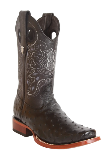 Wild West 28180305 Men's Black Genuine Ostrich Rodeo Toe Cowboy Boots