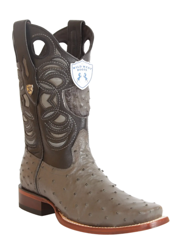 Wild West 28180309 Men's Gray Genuine Ostrich Rodeo Toe Cowboy Boots