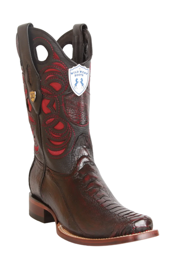 Wild West 28180518 Men's Black Cherry Genuine Ostrich Leg Rodeo Toe Cowboy Boots