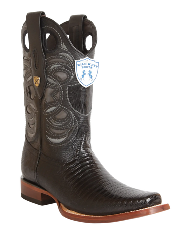 Wild West 28180705 Men's Black Genuine Teju Lizard Rodeo Toe Cowboy Boots