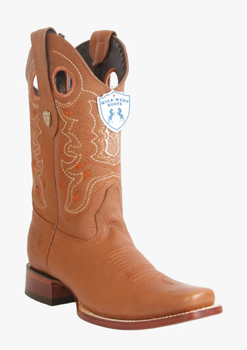 Wild West 28182751 Men's Honey Genuine Leather Rodeo Toe Cowboy Boots