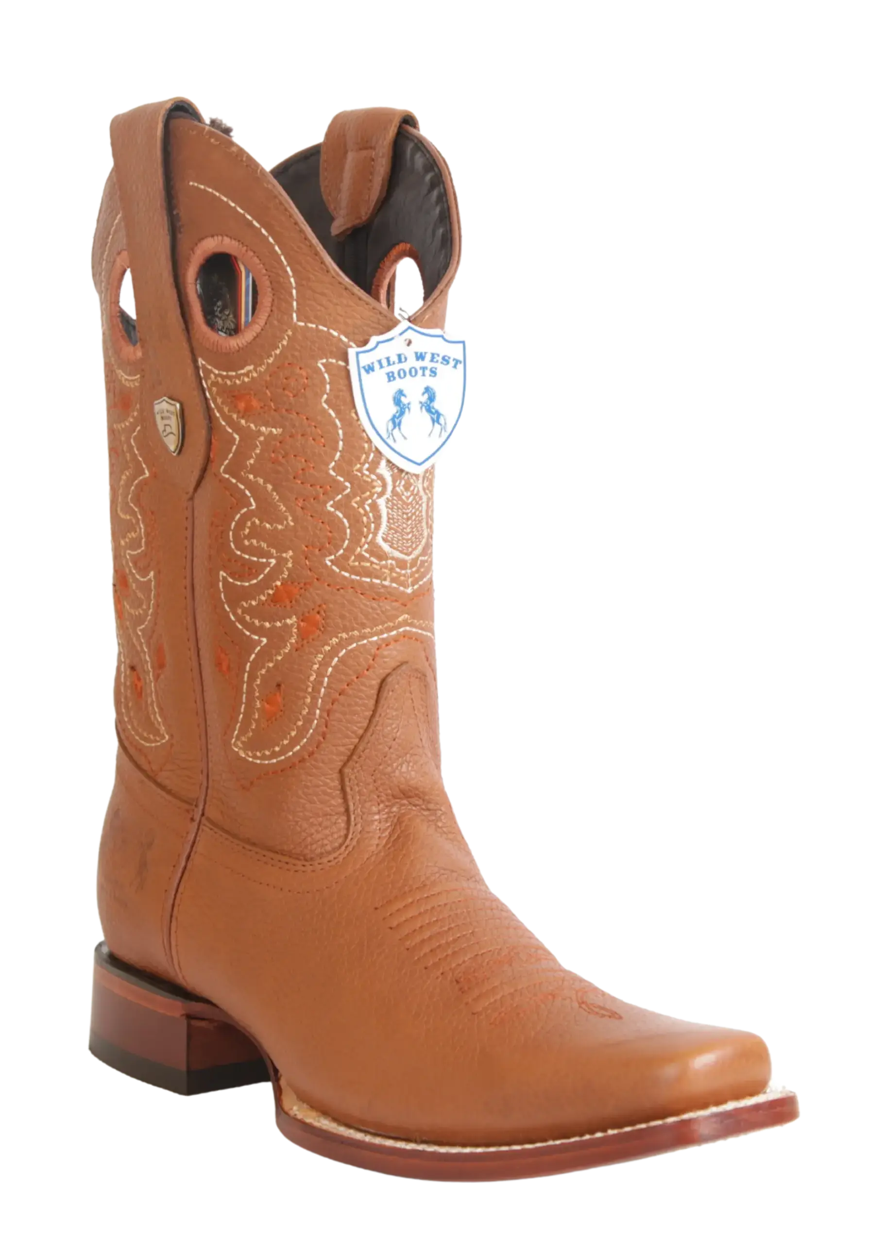 Wild West 28182751 Men's Honey Genuine Leather Rodeo Toe Cowboy Boots
