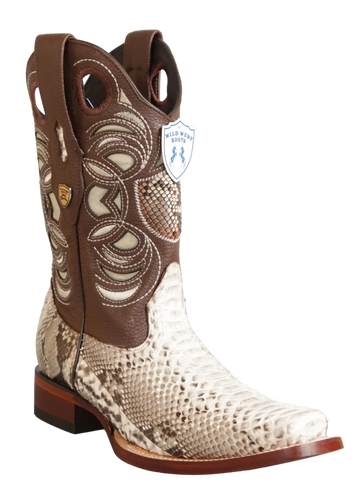 Wild West 28185749 Men's Natural Genuine Python Rodeo Toe Cowboy Boots