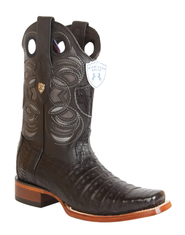 Wild West 28188205 Men's Black Genuine Caiman Crocodile Belly Rodeo Toe Cowboy Boots