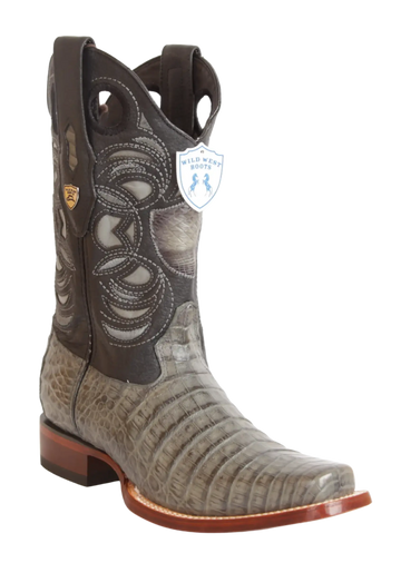 Wild West 28188209 Men's Gray Genuine Caiman Crocodile Belly Rodeo Toe Cowboy Boots