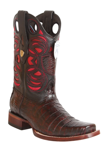 Wild West 28188218 Men's Black Cherry Genuine Caiman Crocodile Belly Rodeo Toe Cowboy Boots