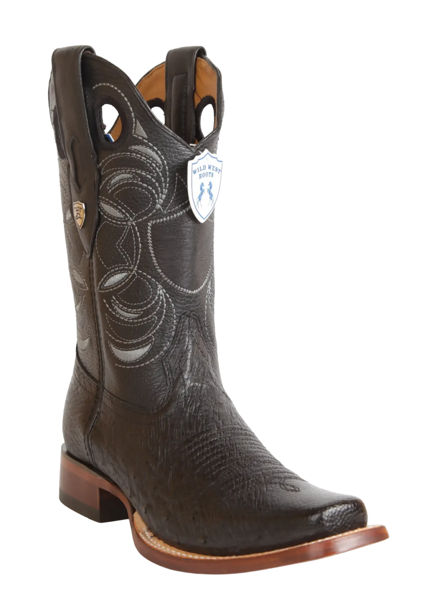 Wild West 28189705 Men's Black Genuine Smooth Ostrich Rodeo Toe Cowboy Boots