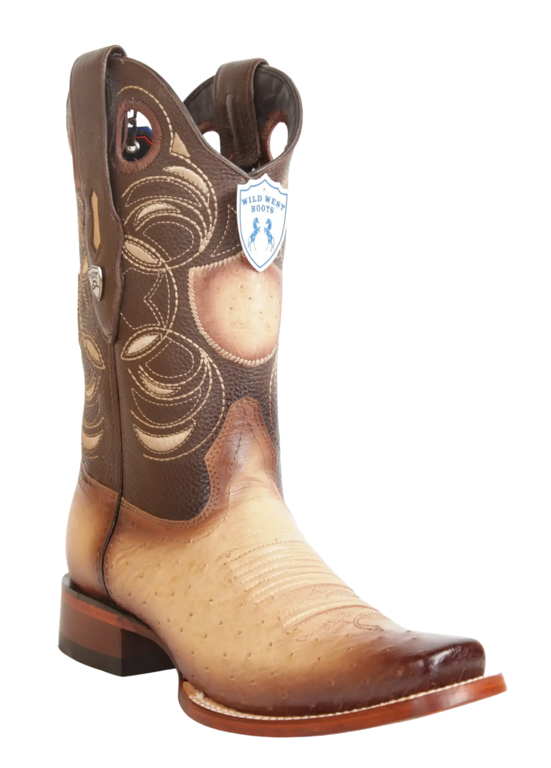 Wild West 28189715 Men's Faded Oryx Genuine Smooth Ostrich Rodeo Toe Cowboy Boots