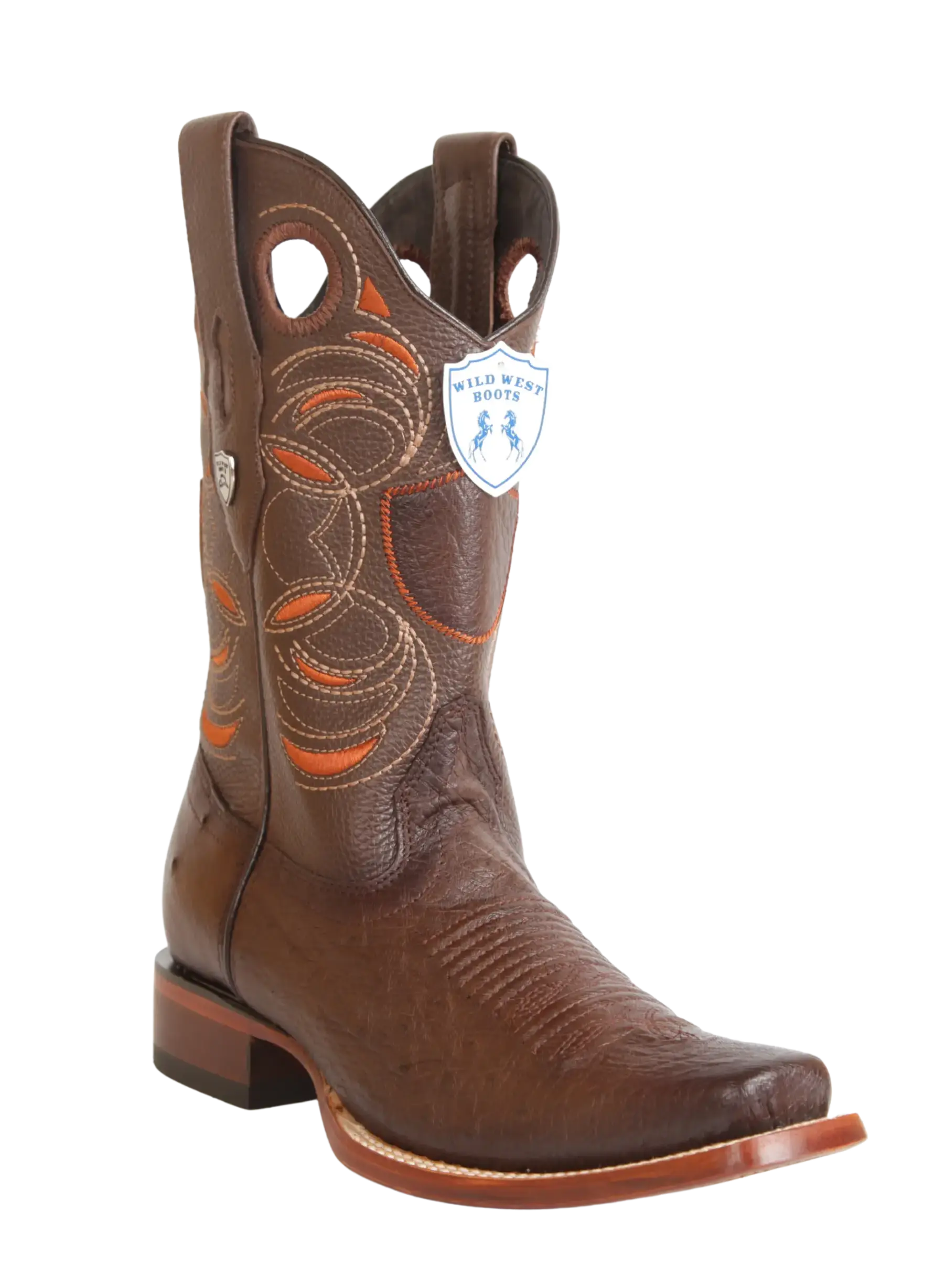Wild West 28189716 Men's Faded Brown Genuine Smooth Ostrich Rodeo Toe Cowboy Boots