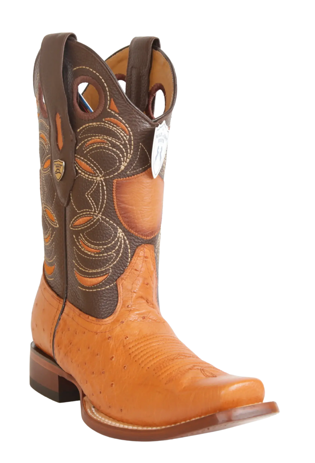 Wild West 28189751 Men's Honey Genuine Smooth Ostrich Rodeo Toe Cowboy Boots
