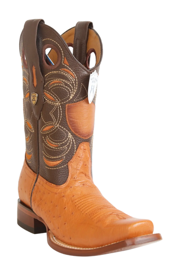 Wild West 28189751 Men's Honey Genuine Smooth Ostrich Rodeo Toe Cowboy Boots