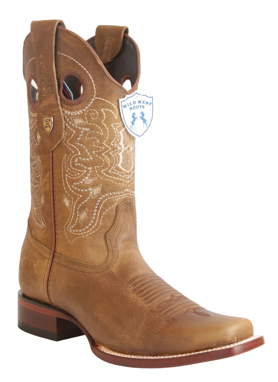 Wild West 28189951 Men's Honey Genuine Leather Rodeo Toe Cowboy Boots