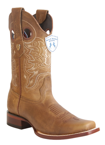 Wild West 28189951 Men's Honey Genuine Leather Rodeo Toe Cowboy Boots