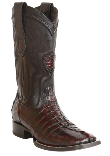 Wild West 2824L0118 Men's Black Cherry Genuine Caiman Crocodile Tail Ranch Toe Cowboy Boots