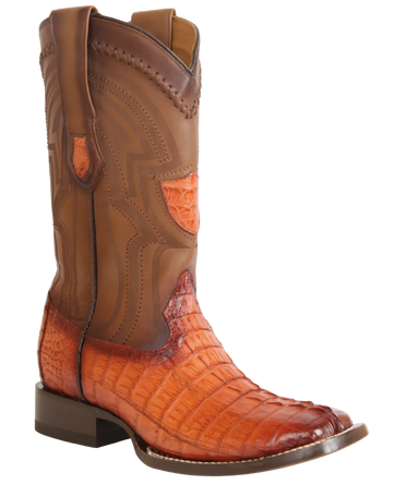 Wild West 2824L0157 Men's Faded Cognac Genuine Caiman Crocodile Tail Ranch Toe Cowboy Boots