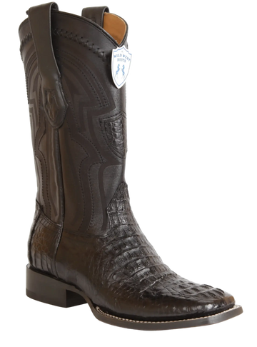 Wild West 2824L0205 Men's Black Genuine Caiman Crocodile Hornback Ranch Toe Cowboy Boots