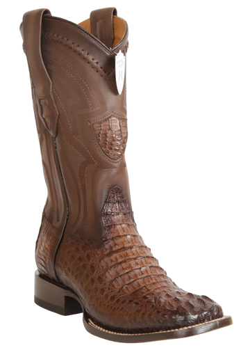 Wild West 2824L0216 Men's Faded Brown Genuine Caiman Crocodile Hornback Ranch Toe Cowboy Boots