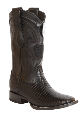 Wild West 2824L0705 Men's Black Genuine Teju Lizard Ranch Toe Cowboy Boots