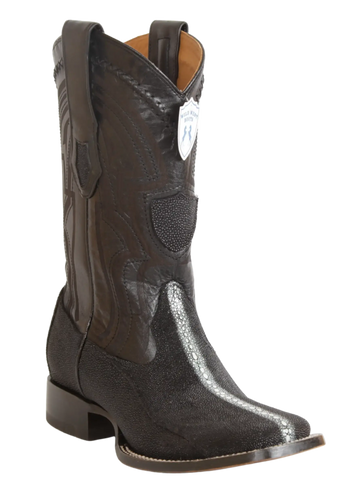 Wild West 2824L1105 Men's Black Genuine Rowstone Stingray Ranch Toe Cowboy Boots