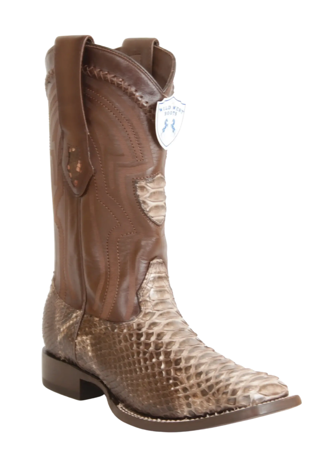 Wild West 2824L5785 Men's Rustic Brown Genuine Python Ranch Toe Cowboy Boots