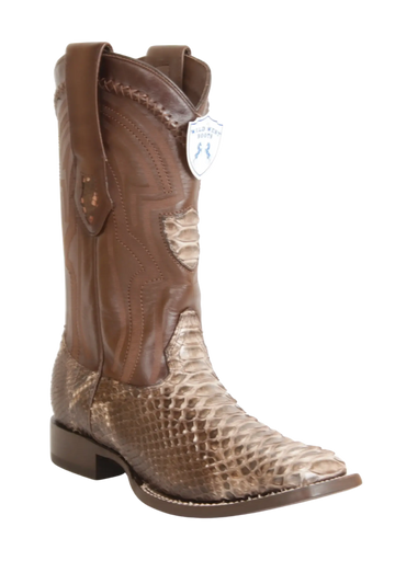 Wild West 2824L5785 Men's Rustic Brown Genuine Python Ranch Toe Cowboy Boots