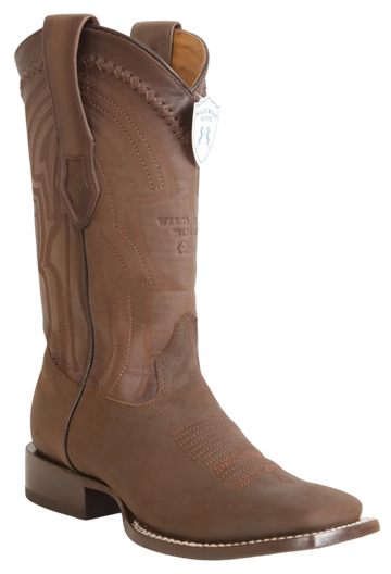 Wild West 2824L6207 Men's Brown Genuine Leather Ranch Toe Cowboy Boots
