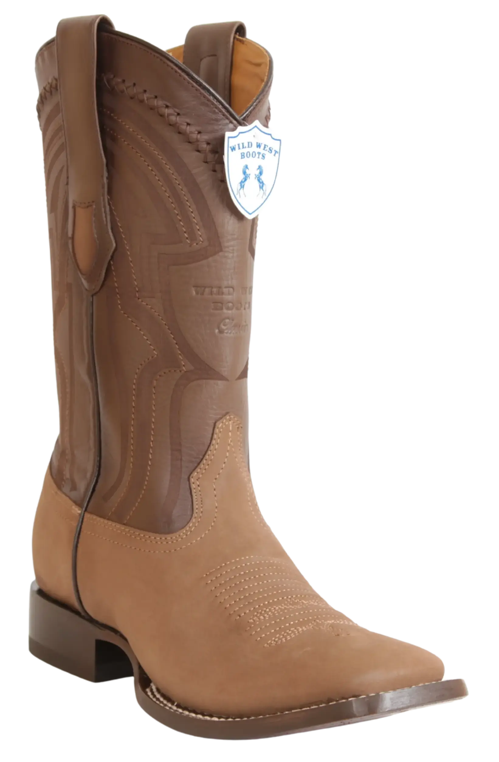 Wild West 2824L6361 Men's Taupe Genuine Leather Ranch Toe Cowboy Boots
