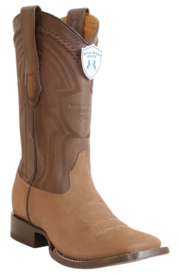Wild West 2824L6361 Men's Taupe Genuine Leather Ranch Toe Cowboy Boots