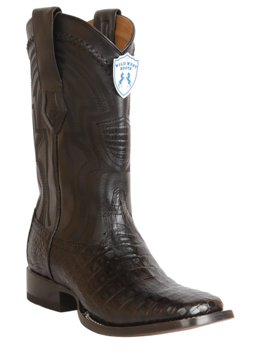 Wild West 2824L8205 Men's Black Genuine Caiman Crocodile Belly Ranch Toe Cowboy Boots