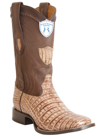 Wild West 2824L8272 Men's Mocha Genuine Caiman Crocodile Belly Ranch Toe Cowboy Boots
