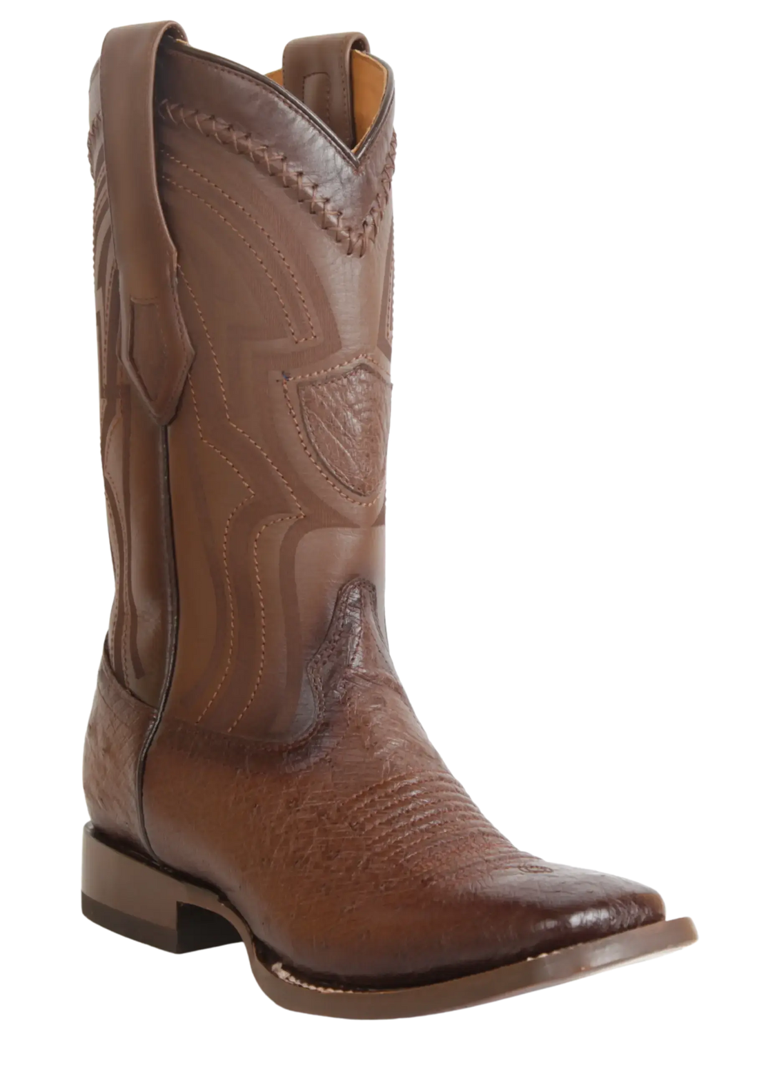 Wild West 2824L9716 Men's Faded Brown Genuine Smooth Ostrich Ranch Toe Cowboy Boots