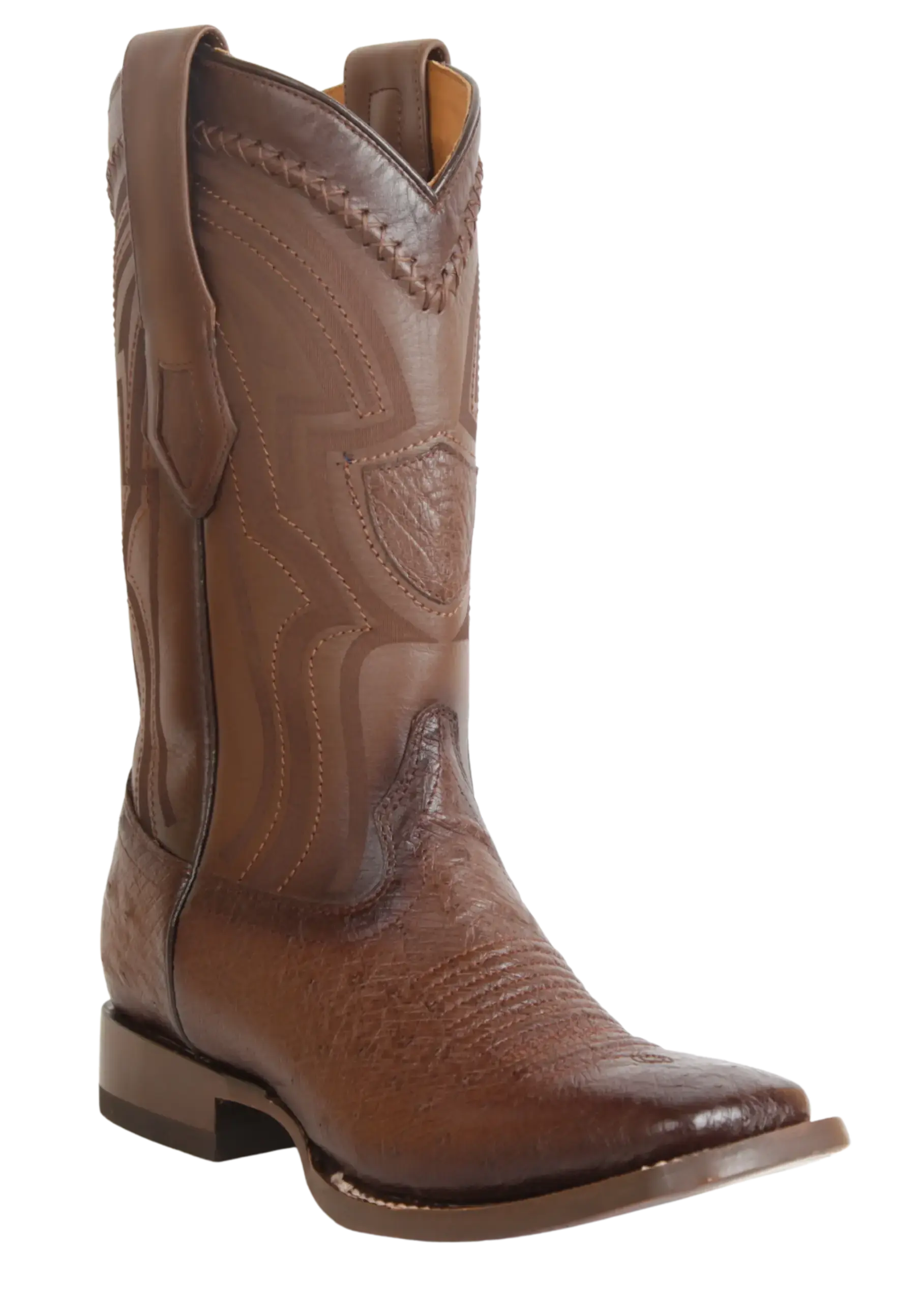 Wild West 2824L9716 Men's Faded Brown Genuine Smooth Ostrich Ranch Toe Cowboy Boots