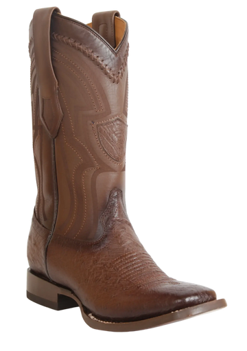 Wild West 2824L9716 Men's Faded Brown Genuine Smooth Ostrich Ranch Toe Cowboy Boots