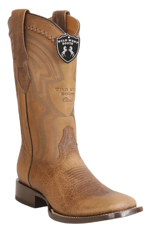 Wild West 2824L9951 Men's Honey Genuine Leather Ranch Toe Cowboy Boots