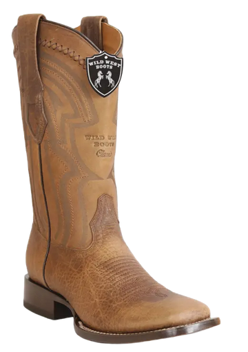 Wild West 2824L9951 Men's Honey Genuine Leather Ranch Toe Cowboy Boots