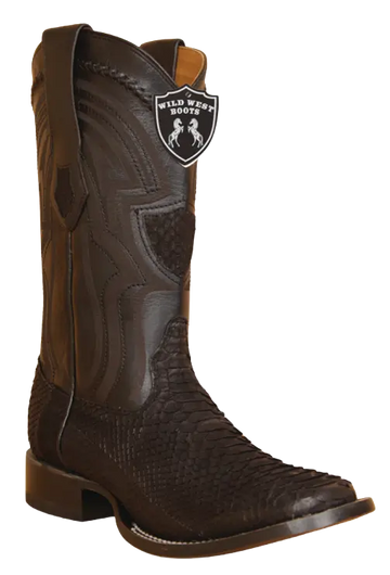 Wild West 2824LN5705 Men's Nubuck Black Genuine Python Ranch Toe Cowboy Boots