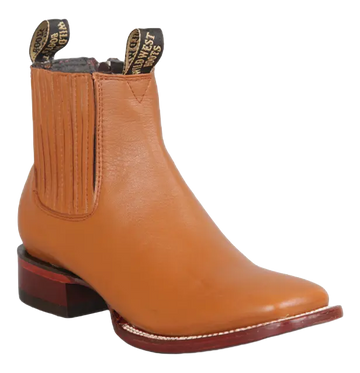 Wild West 282BC8351 Women's Honey Genuine Leather Ranch Toe Short Boots