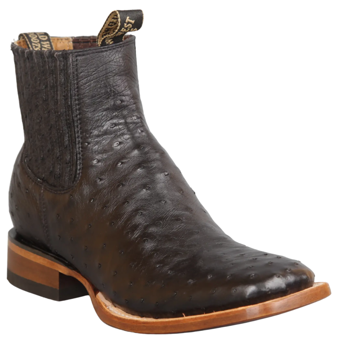 Wild West 282BIC0305 Women's Black Genuine Ostrich Ranch Toe Short Boots Suit Essence