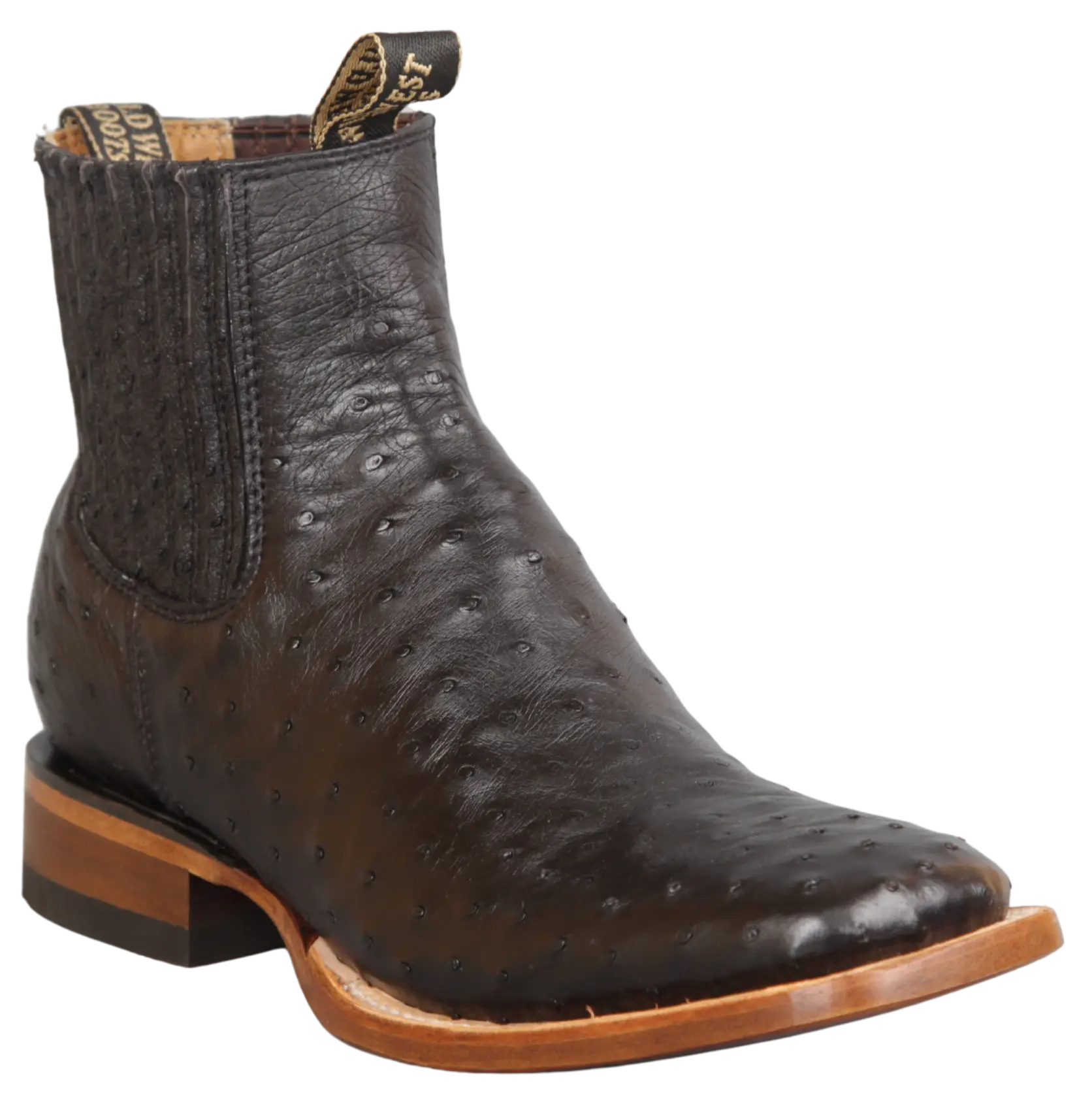 Wild West 282BIC0305 Women's Black Genuine Ostrich Ranch Toe Short Boots Suit Essence