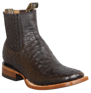 Wild West 282BIC0305 Women's Black Genuine Ostrich Ranch Toe Short Boots Suit Essence