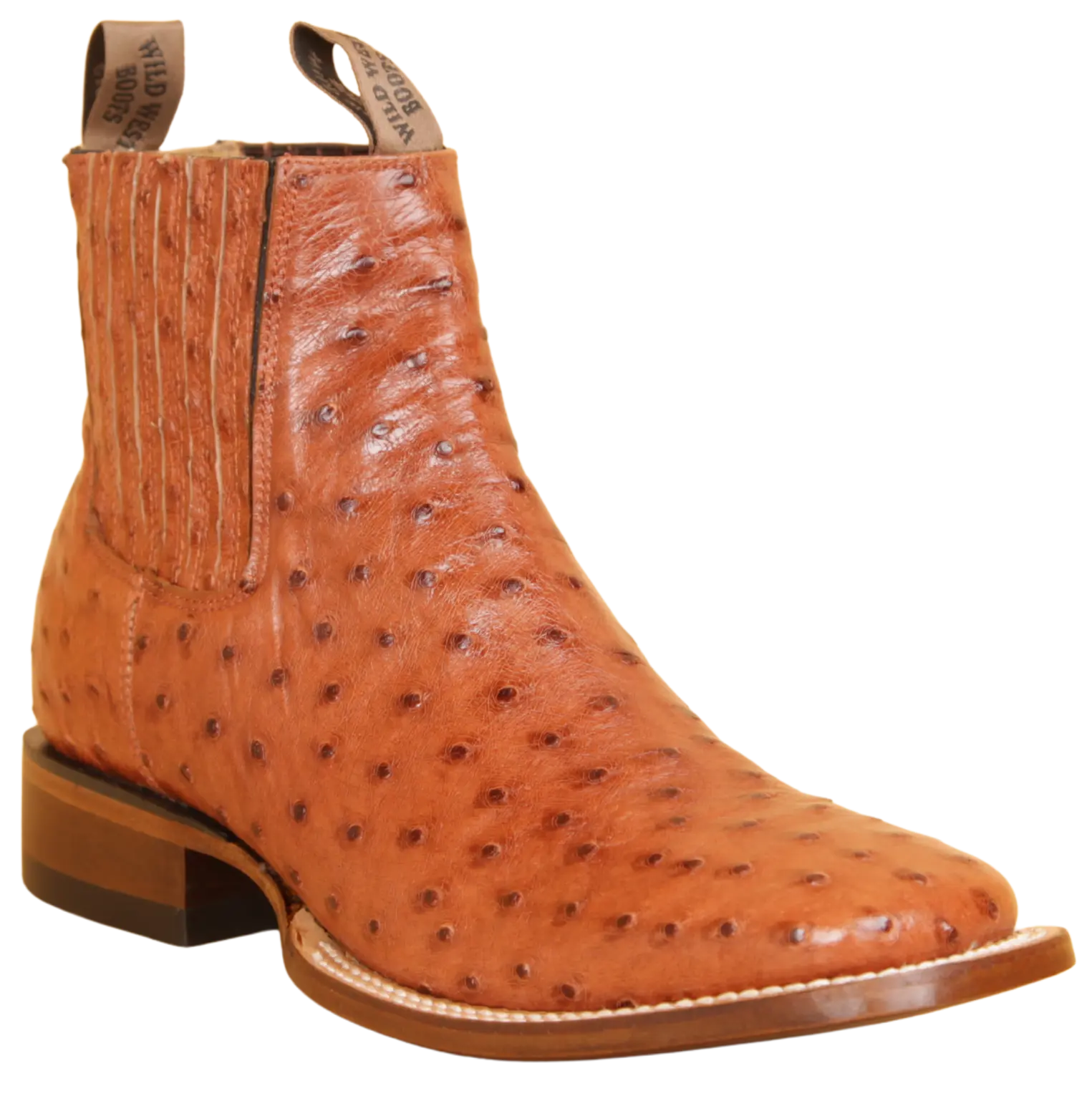 Wild West 282BIC0364 Women's Brandy Genuine Ostrich Ranch Toe Short Boots Suit Essence